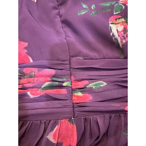 Mac Duggal Long Sleeve Ruched Top Deep V-Neckline Gown Purple Size 10 NWT #68558 - Picture 16 of 16